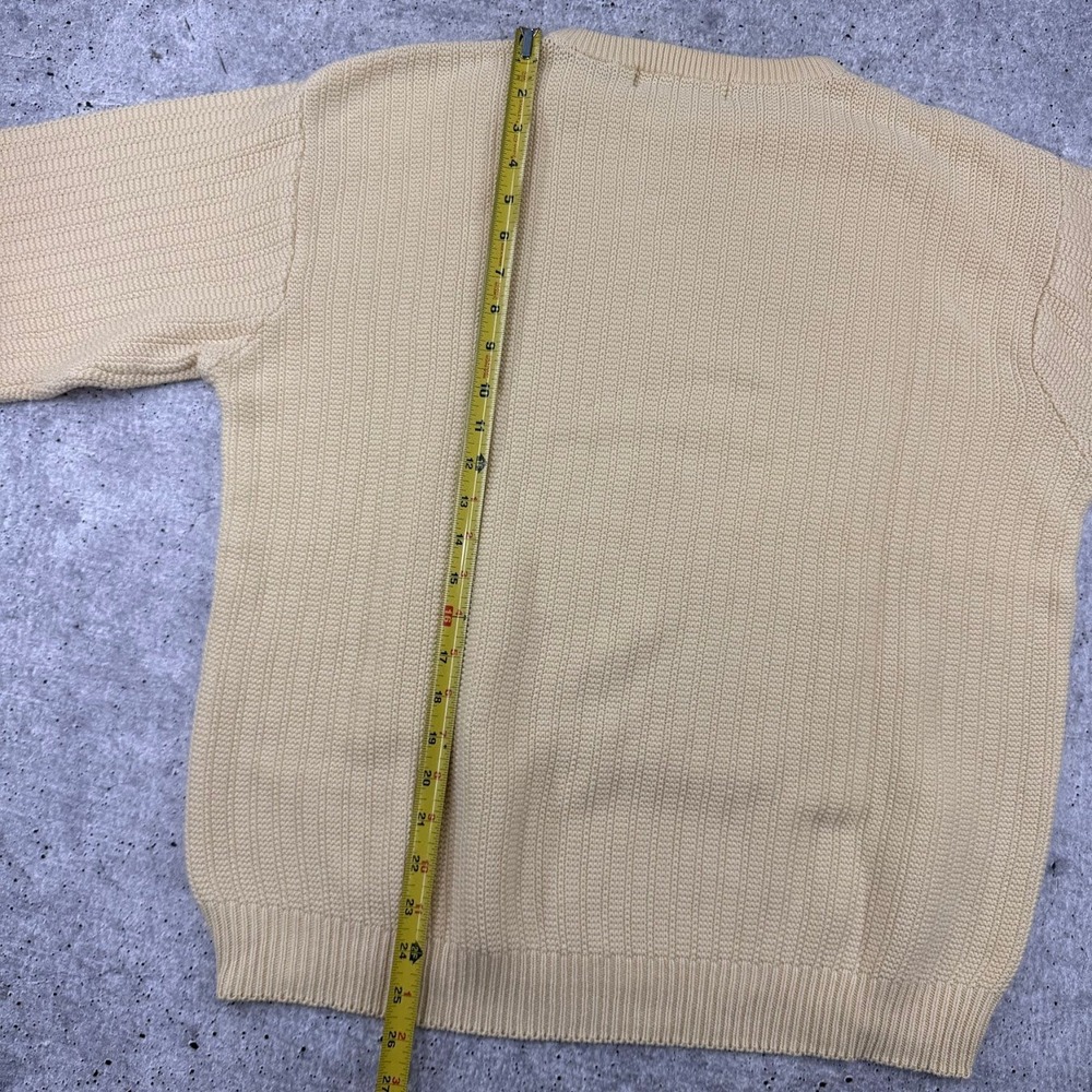 Vintage John Ashford Knit Crew Neck Yellow Cotton Grandpa Sweater Mens Medium - Picture 5 of 9